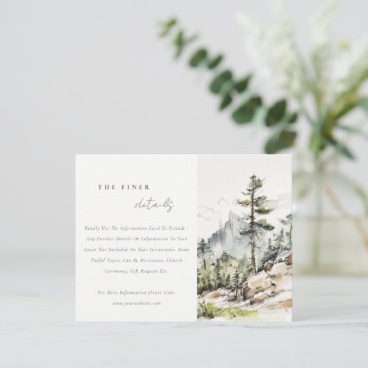 Landschaftsskizze für Wälder - Details zur Hochzei Begleitkarte (Stehend Vorderseite)