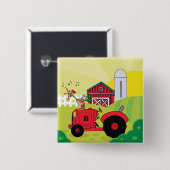 Landschaftsszene mit Gesangsroster auf Traktor Button (Vorne & Hinten)