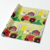 Landschaftsszene mit Gesangsroster auf Traktor Geschenkpapier (Ungerollt)