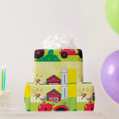 Landschaftsszene mit Gesangsroster auf Traktor Geschenkpapier