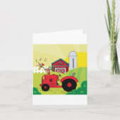 Landschaftsszene mit Gesangsroster auf Traktor Karte (Vorderseite)