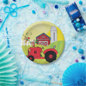 Landschaftsszene mit Gesangsroster auf Traktor Pappteller (Party)