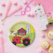 Landschaftsszene mit Gesangsroster auf Traktor Pappteller (Party)