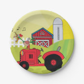 Landschaftsszene mit Gesangsroster auf Traktor Pappteller (Vorderseite)