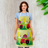 Landschaftsszene mit Gesangsroster auf Traktor Schürze