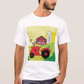 Landschaftsszene mit Gesangsroster auf Traktor T-Shirt (Vorderseite)