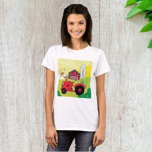 Landschaftsszene mit Gesangsroster auf Traktor T-Shirt