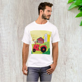 Landschaftsszene mit Gesangsroster auf Traktor T-Shirt