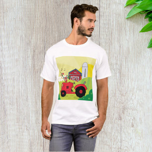 Landschaftsszene mit Gesangsroster auf Traktor T-Shirt