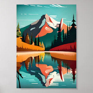 Landschaftswildnis im Vintage-Stil Poster