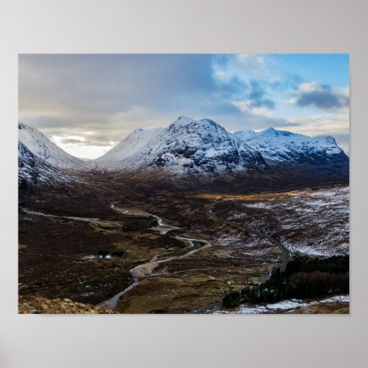 Landschaftswinter Lairig Gartain Glen Coe Schottla Poster (Vorne)