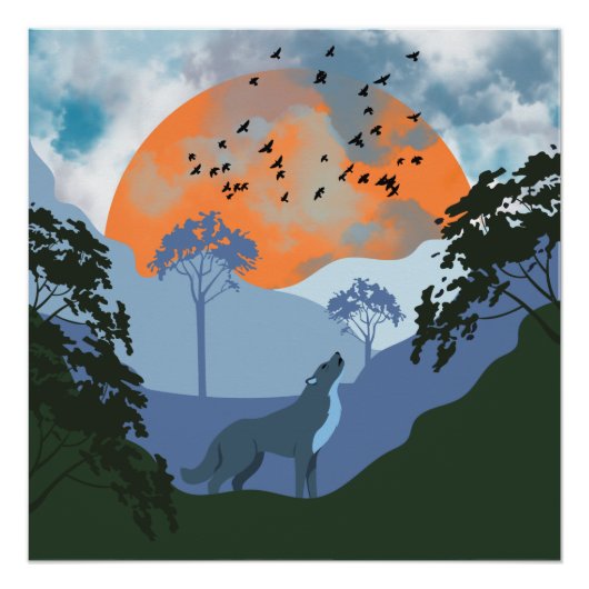 LandschaftsWolf Sun Mountains Poster (Vorderseite)