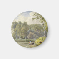 Landschap traf Figuren in Roeibootje Vintag