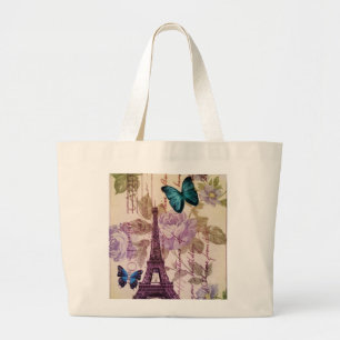 Landschicker Blumenschmetterling Paris-Eiffelturm Jumbo Stoffbeutel