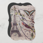Landschmetterling Paris-Eiffelturm des Skriptes Einladung (Vorne/Hinten)