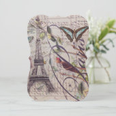 Landschmetterling Paris-Eiffelturm des Skriptes Einladung (Stehend Vorderseite)