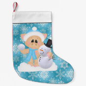 Landschwein und Schneemann Weihnachten Strumpf Kleiner Weihnachtsstrumpf (Vorderseite)