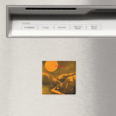 Landsee nachts mit Jägern oder Erntemond Magnet (In Situ (Geschirrspüler))