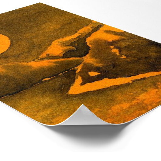 Landsee nachts mit Jägern oder Erntemond Poster (Ecke)