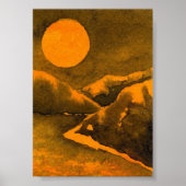 Landsee nachts mit Jägern oder Erntemond Poster (Vorne)