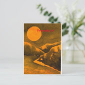 Landsee nachts mit Jägern oder Erntemond Postkarte (Stehend Vorderseite)