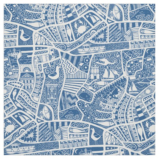 Landseebad Blau Stoff (Muster)