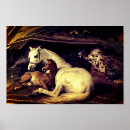 Landseer: Die arabischen Zelt-Pferde Poster (Vorne)