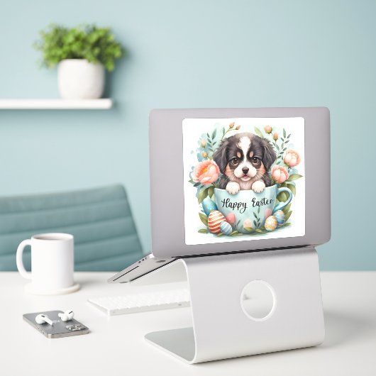 Landseer Happy Oaster Vinyl Sticker (Laptop auf Schreibtisch)