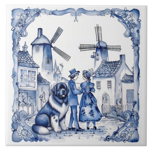 Landseer in Delft Village Fliese (Vorderseite)