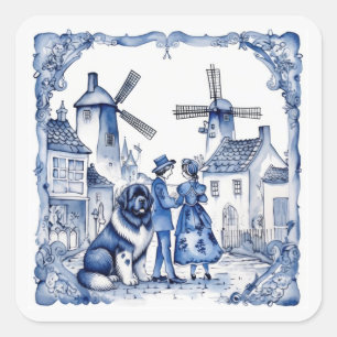 Landseer in Delft Village Quadratischer Aufkleber