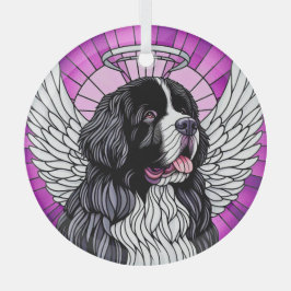 Landseer Neufundland Dog Angel Circle Ornament Aus Glas