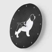 Landseer Neufundland-Silhouette Große Wanduhr (Winkel)