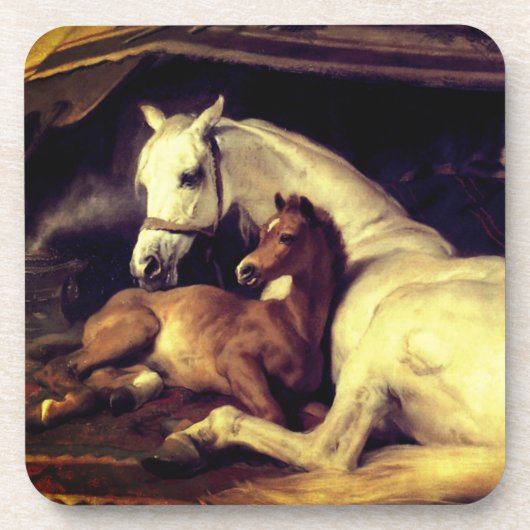 Landseer Pferde Getränkeuntersetzer (Vorderseite)