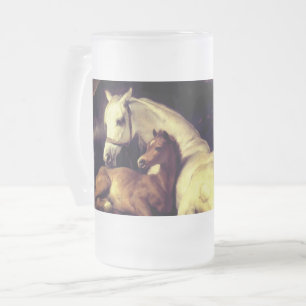 Landseer Pferde Mattglas Bierglas