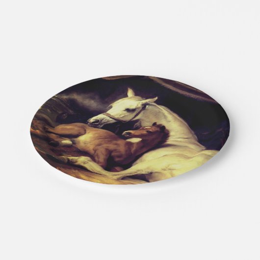 Landseer Pferde Pappteller (Schrägansicht)