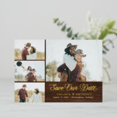 Landseitige FOIL Rustikale Hochzeit retten Datum Folieneinladung (Stehend vorne)