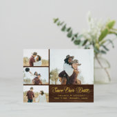 Landseitige FOIL Rustikale Save the Date Postkarte (Stehend vorne)