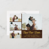 Landseitige FOIL Rustikale Save the Date Postkarte (Vorderseite/Rückseite)