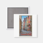 Landshut - Biker auf Cobblestone Alley Magnet (Vorderseite/Rückseite)