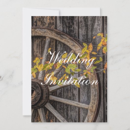 Landsitz - Rustikales Wagenrad für Western Einladung (Vorderseite)