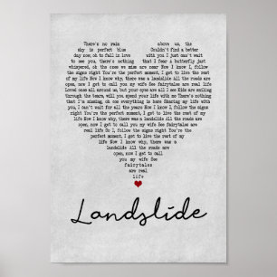 Landslide Graues Herz Song Lyrica Kunst, Dichtung Poster