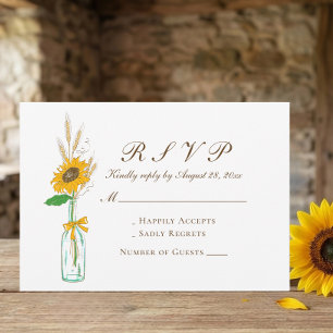 Landsonnenblume Gelbe Blumige Hochzeits-RSVP RSVP Karte