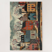 Landstadt im Herbst - Wasserfarbe Puzzle (Vertikal)
