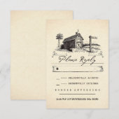 Landstall rustikale Hochzeitskarten RSVP Karte (Vorne/Hinten)