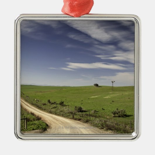 Landstraße, die zwischen Weizenfeldern twining Silbernes Ornament (Vorne)