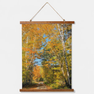 Landstrasse Herbstfarben New Hampshire Wandteppich Mit Holzrahmen