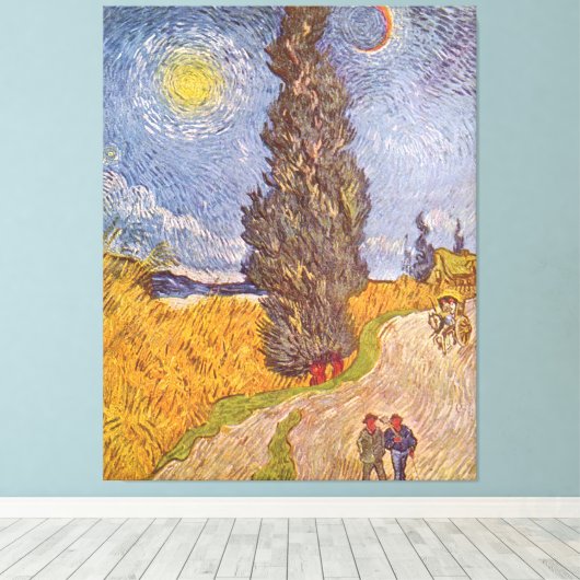 Landstraße mit Zypresse Vincent van Gogh Leinwanddruck (Insitu (Holzboden))