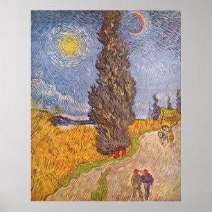Landstraße mit Zypresse Vincent van Gogh Poster