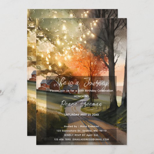 Landstraße Wasserfarbe Einladung (Vorne/Hinten)