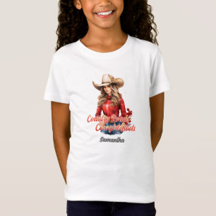 Landstraßen Cowgirl Stiefel Beauty blonde Mädchen T-Shirt